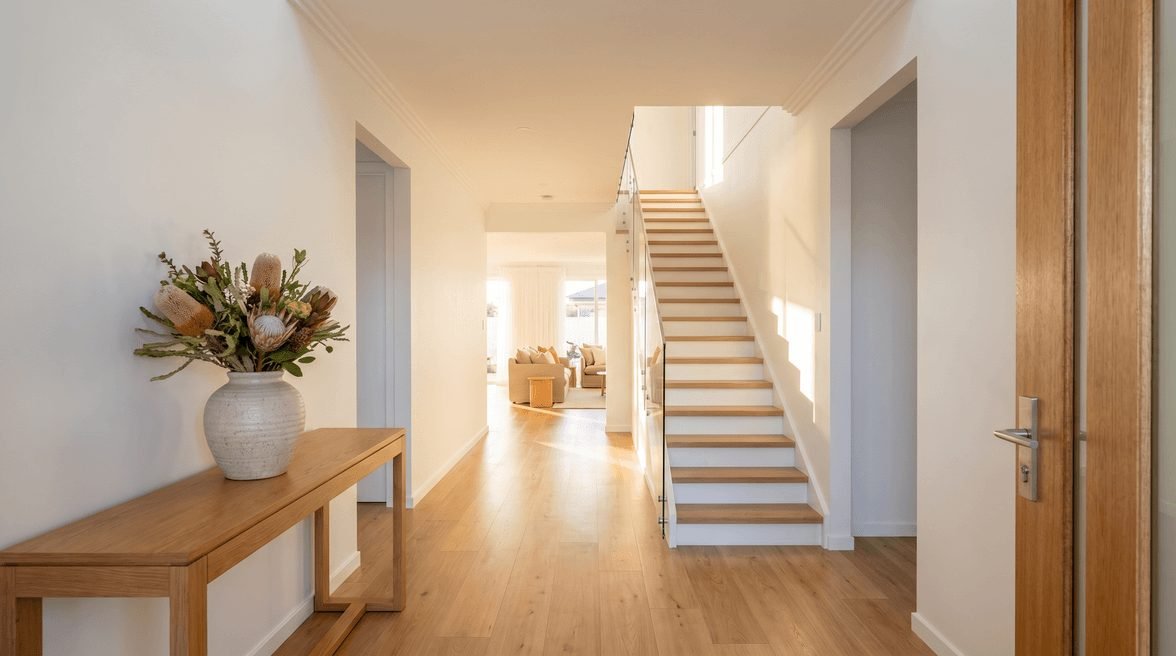 Entry hall and timber staircase